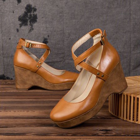 

Clogs For Women Closed Toe Shoes Chunky Heels Ankle Strap Sandals, Camel, Heels