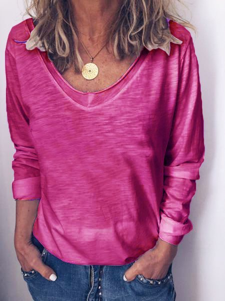 

Casual Long Sleeve Cotton-Blend Top, Pink, Hoodies & Sweatshirts
