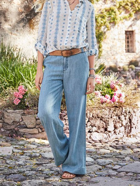 

Pantaloni da Donna Casuale Tasche Estate Solido, Blu, Pants