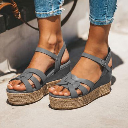 

Summer Wedge Heel Daily Sandals, Grey, Sandals