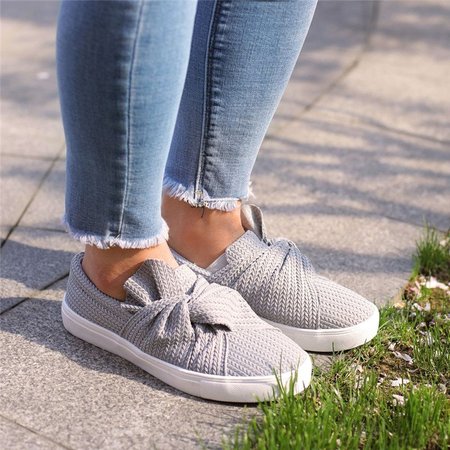 

nodo di farfalla tacco piatto Mocassini, Grigio, Flat & Loafers
