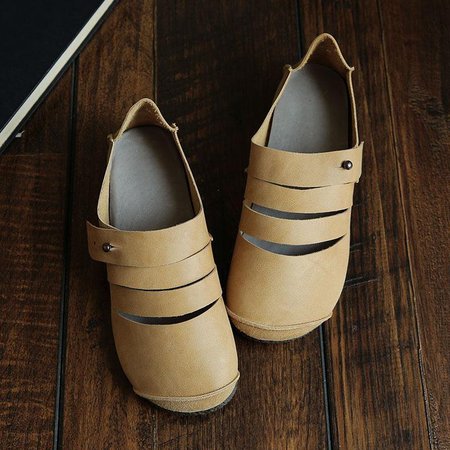 

Breathable Comfortable Soft Bottom Flat Shoes, Beige, Flat & Loafers