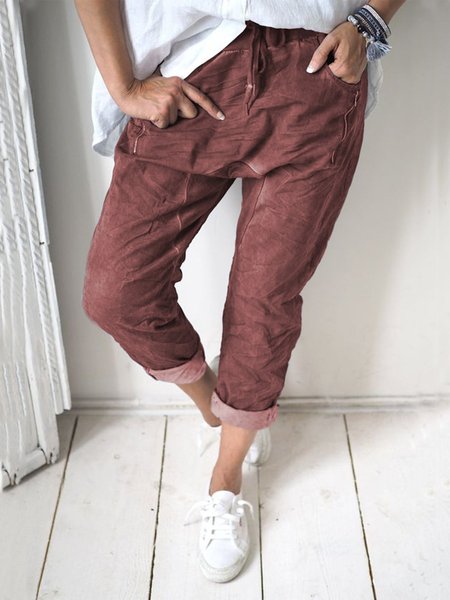

Pantaloni Con Tasche Casuale taglia grande Solido, Rosso, Pants