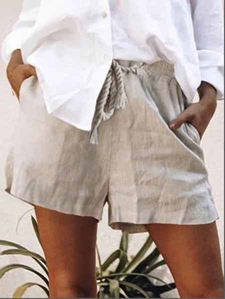 

Pockets Cotton-Blend Pants, Light gray, Shorts