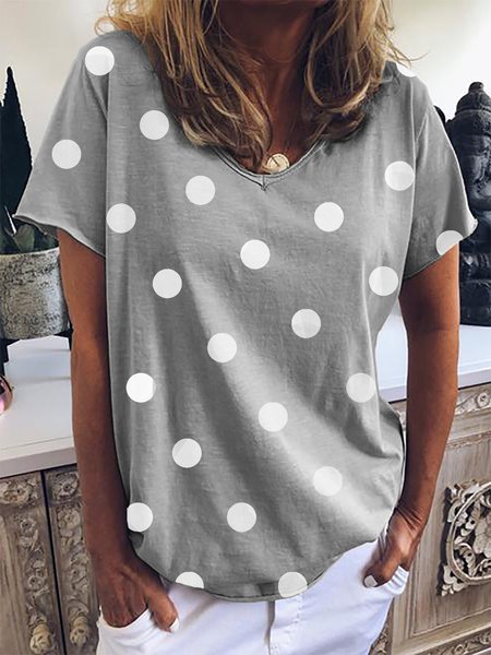 

Maniche Corte Scollo a V Tee Camicie, Grigio chiaro, T-Shirts
