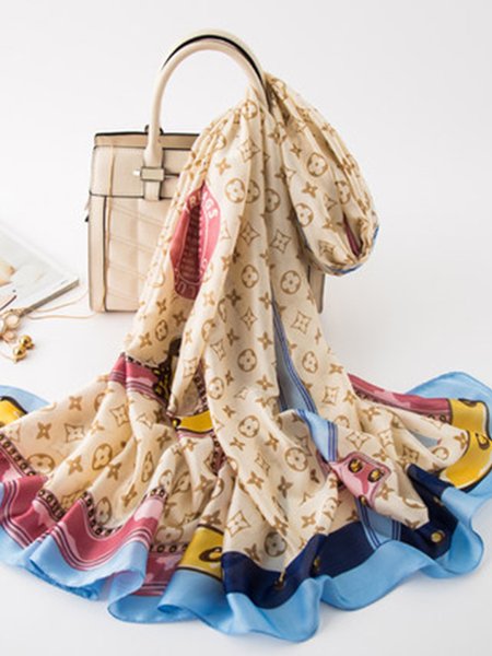 

Casual Silk-Blend Graphic Beach Holiday Maxi Scarf, 8#, Scarves