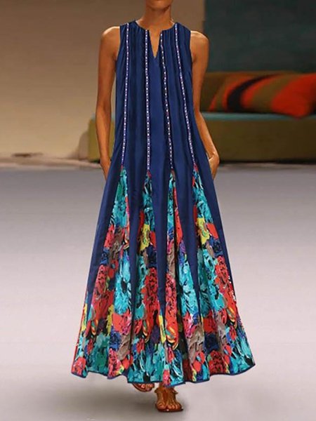 

senza maniche Scollo a V senza maniche Maxi Abito, Dresses