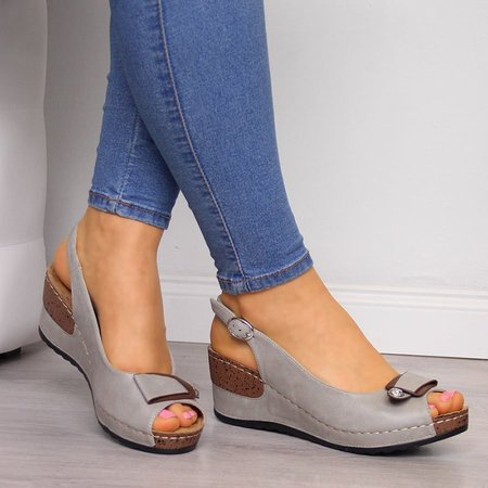 

Sandali da Donna con Tacco Mezzo, Grigio, Sandals