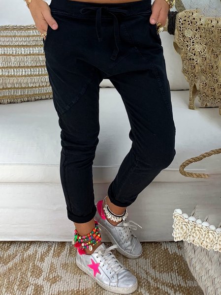 

Casuale Solido Tasche Pantaloni, Nero, Pants