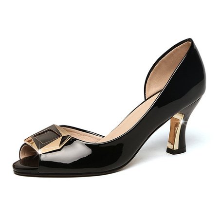 

Elegant Spool Heel Peep Toe Work Heels, Black, Heels