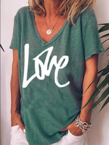 

Misto Cotone Top, Verde, T-Shirts