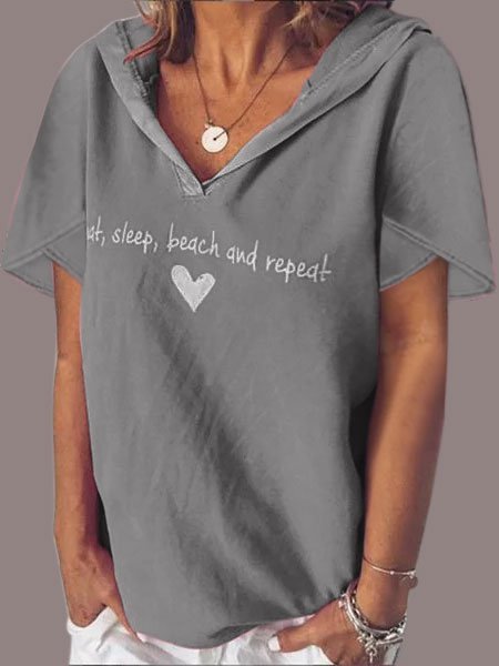 

Casuale Scollo a V Maniche Corte Top, Grigio, Tops