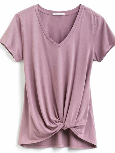 

Maniche Corte Misto Cotone Casuale Camicetta & Top, Viola chiaro, T-Shirts