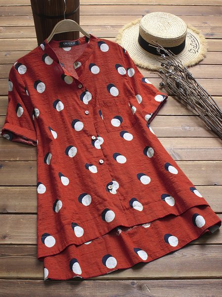 

Casual Short Sleeve Plus Size Tops, Red, Email discount