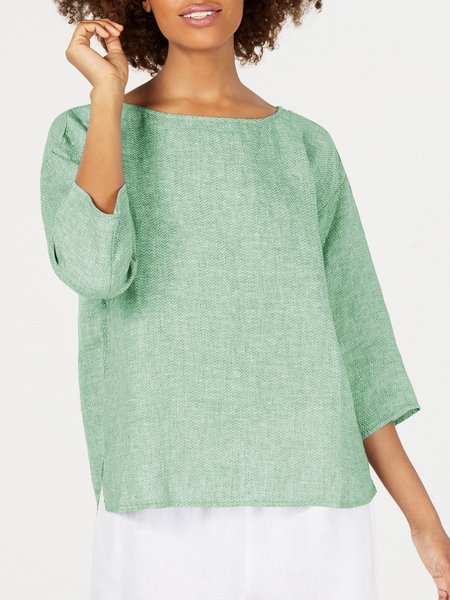 

Women Plus Size Casual 3/4 Sleeve Tops, Green, Blouses & Shirts