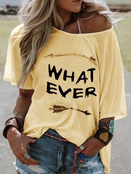 

Bianco Casuale Misto Cotone Camicetta & Top, Giallo, T-Shirts