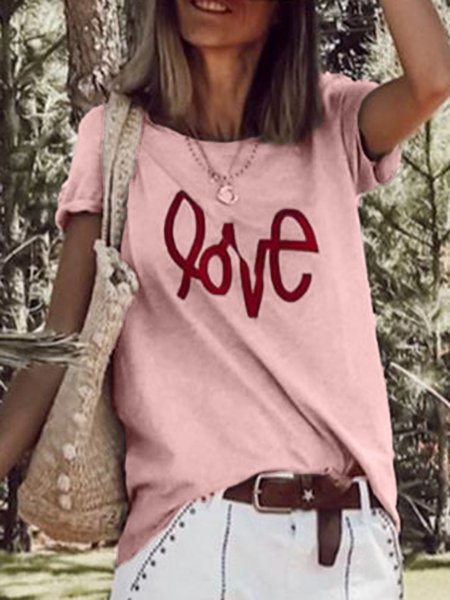 

Maniche Corte Astratto Casuale Camicetta & Top, Rosa, T-Shirts