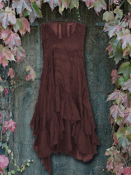 

Donna Casuale Veste Colore Solido senza maniche Abito, Red wine, Dresses