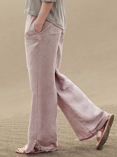 

Lino Casuale Pantaloni, Rosa, Pants