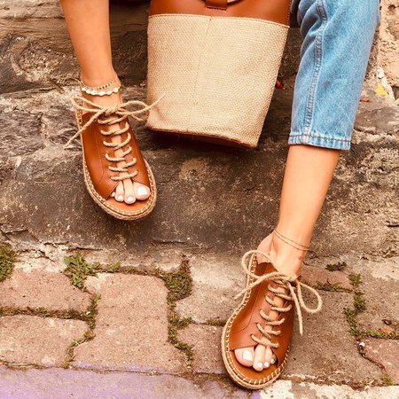 

JFN Women Casual Summer Lace Up Slide Sandals, Brown, Sandals