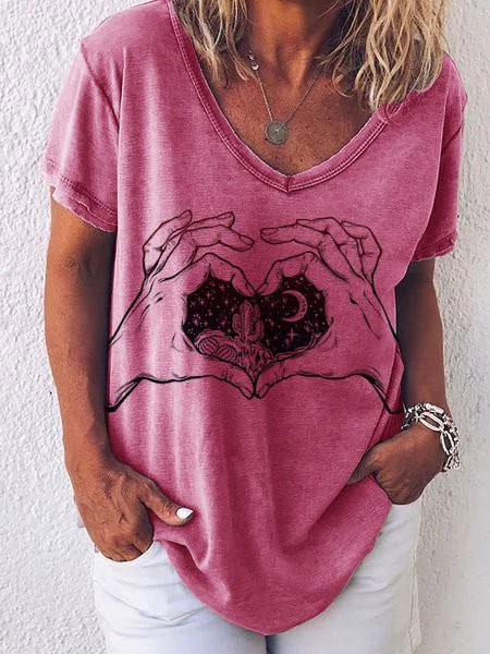 

Casual Loose T-shirt, Rose red, T-shirts