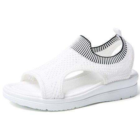 

Women Summer Large Size Mesh Fabric Casual Sandals, White, Sandals