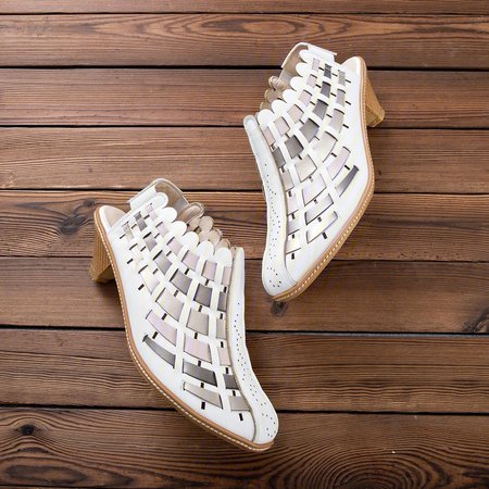 

Women Casual Comfy Elastic Band Plus Size Shoes, White, Sandals
