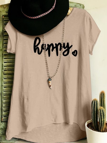 

taglia grande Donna Maniche Corte Contento Floreale Casuale Top, Cachi, T-Shirts