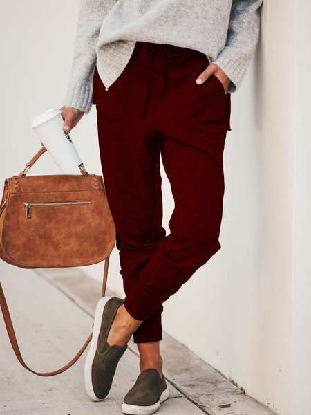 

Casuale Solido Pantaloni, Vino rosso, Bottoms