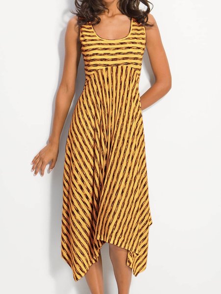 

Donne Midi strisce Gonna A-Line Quotidiano Miscela di cotone Stampato Gonna, Giallo, Dresses