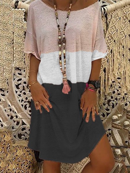 

Casuale Maniche Corte Abito, Nero, Casual Dresses