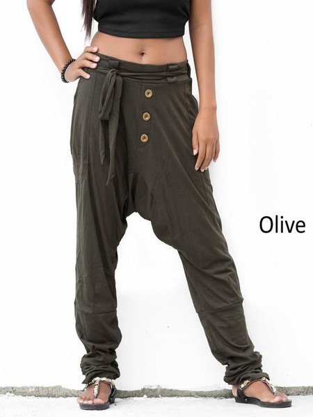 

Pockets Casual Pants, Olive, Pants