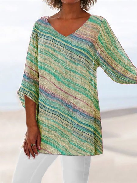 

Cotone 3/4 Manica Camicetta & Top, Giallo verde, Blouses & Shirts