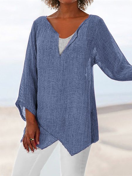 

3/4 Manica Casuale Maglietta, Blu, T-Shirts
