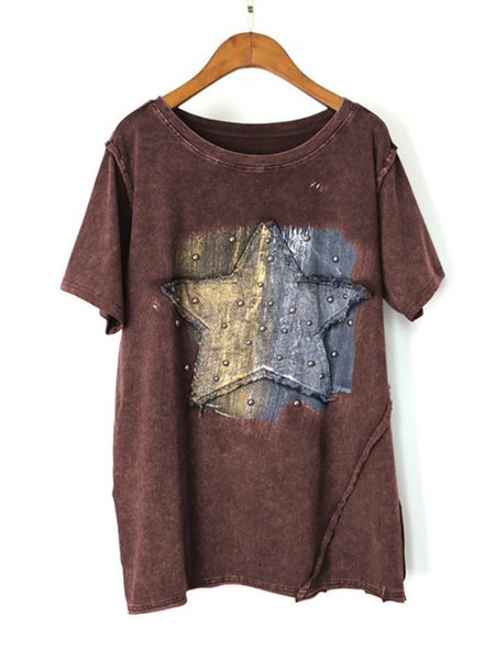 

Casuale Maniche Corte Girocollo taglia grande Top, Rosso, T-Shirts