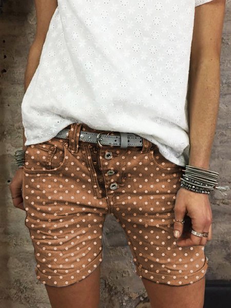 Casuale a pois Donna Tasche Pantaloncini, Cachi, Shorts