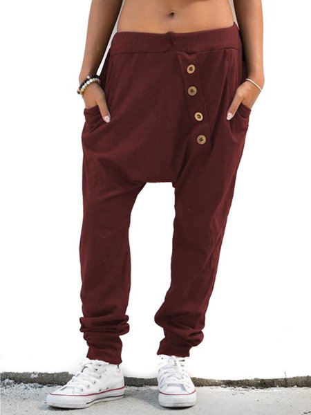 

Misto Cotone Casuale Pantaloni, Vino rosso, Bottoms