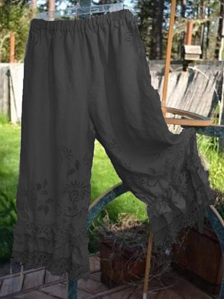 

Casuale taglia grande Solido Pantaloni, Nero, Pants