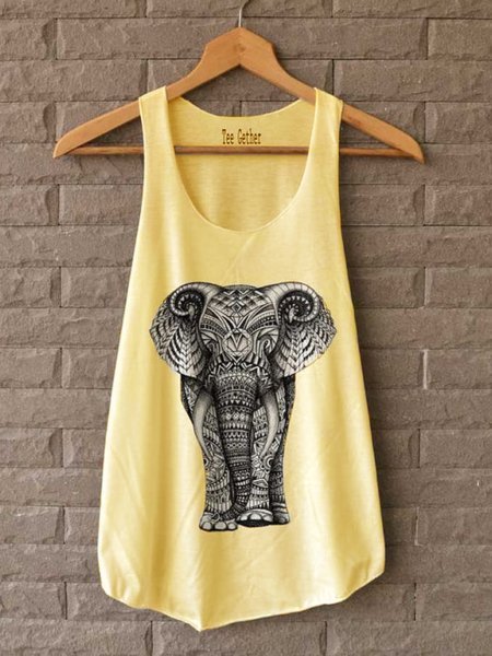 

Sleeveless Cotton-Blend Top, Yellow, Tank Tops & Camis