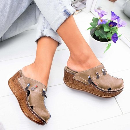 

Women Casual Stylish Close Toe Wedge Sandals, Taupe, Sandals