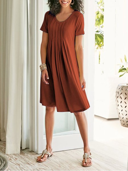 

Misto Cotone Casuale Girocollo Tinta unita Abito, Arancia, Dresses