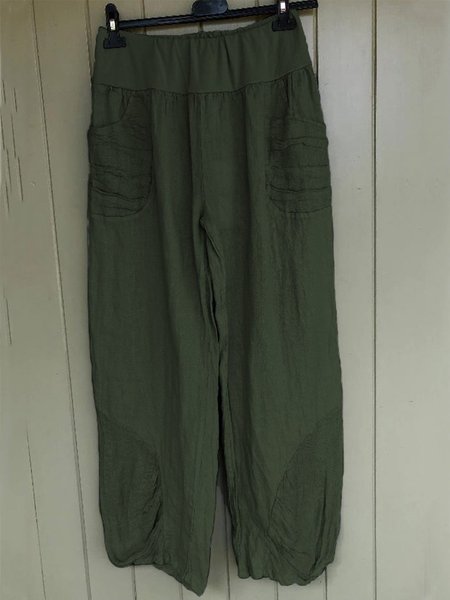 Buy Plus Size Casual Pockets Pants, Zolucky, Green