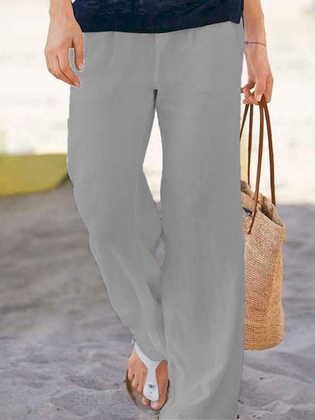 

Casuale Cottone Pantaloni solidi, Grigio, Pants