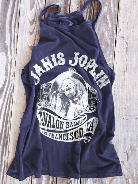 Donna Casuale Solido Astratto senza maniche Vest & Tops, Blu intenso, Tank Top