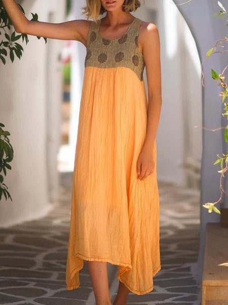 

Bohemian Casuale grande Taglia Cottone Gonna, Arancia, Casual Dresses