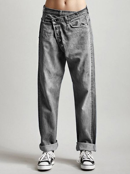 

Donna Casuale Quotidiano Denim I pantaloni, Grigio, Pants