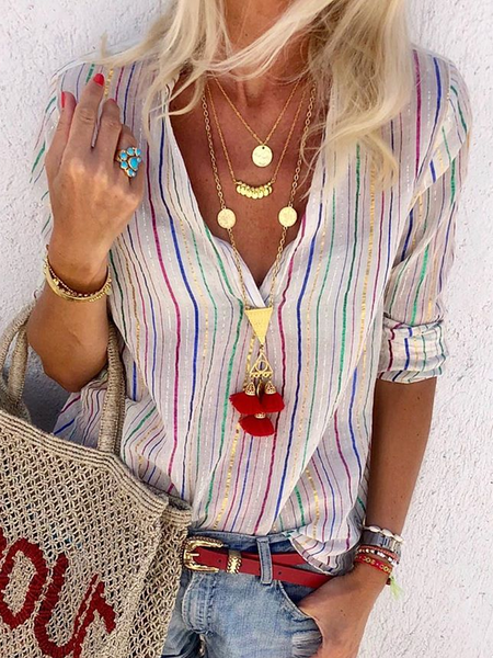 

Multicolor Striped Boho Tops, Tops