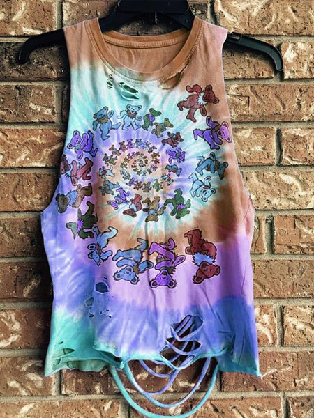 

Top Casuale senza maniche Girocollo, Marrone, Tank Top