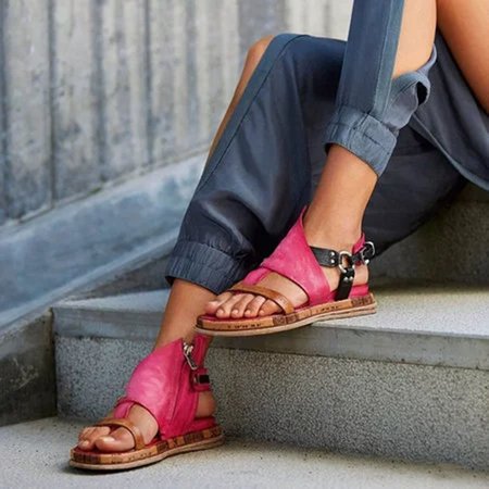 

JFN Women Artificial leather Platform Shoes, Rose red, Sandals