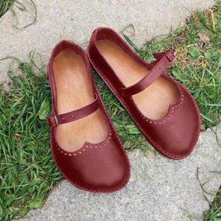 

Scarpe Piatte Vintage Casuale, Rosso marrone, Platform